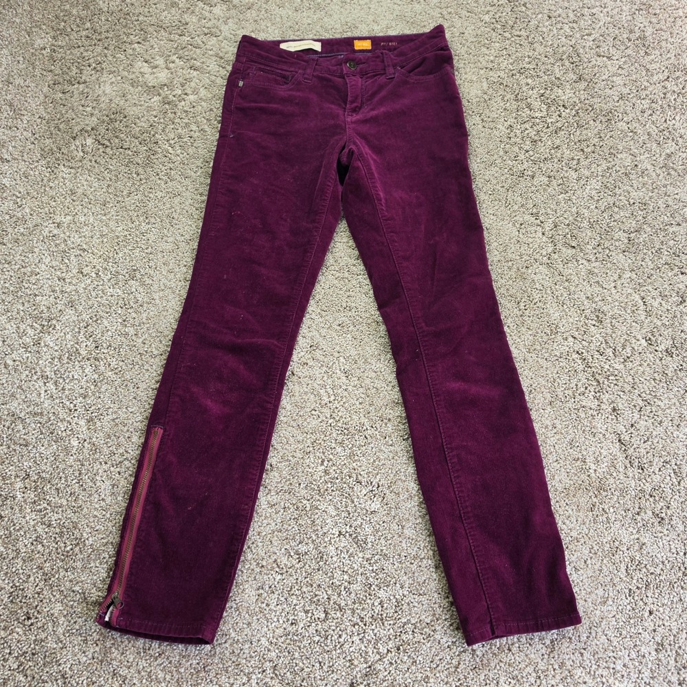 Pilcro‎ and the Letterpress Stet Corduroy Pants Womens 25 Purple Ankle Zip Slim